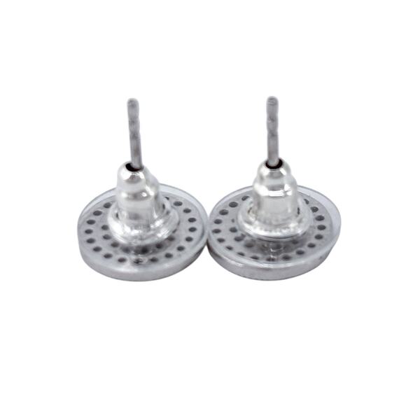 Estate Sterling Silver 925 Pavé Diamond Disk Stud Earrings 0.44ctw - Picture 6 of 7